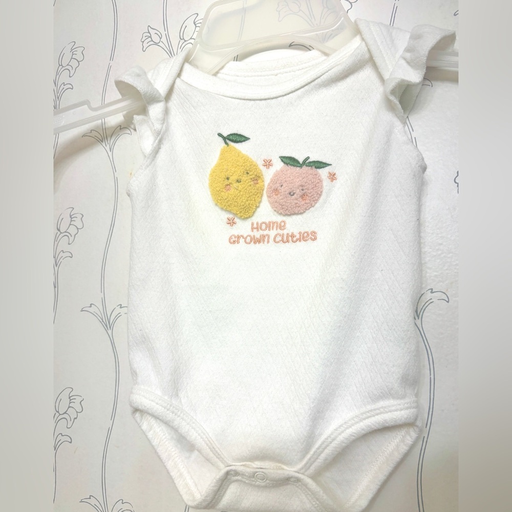 Duck Duck Goose “Home Grown Cuties” White One Piece 6-9 Months-Boys and Girls